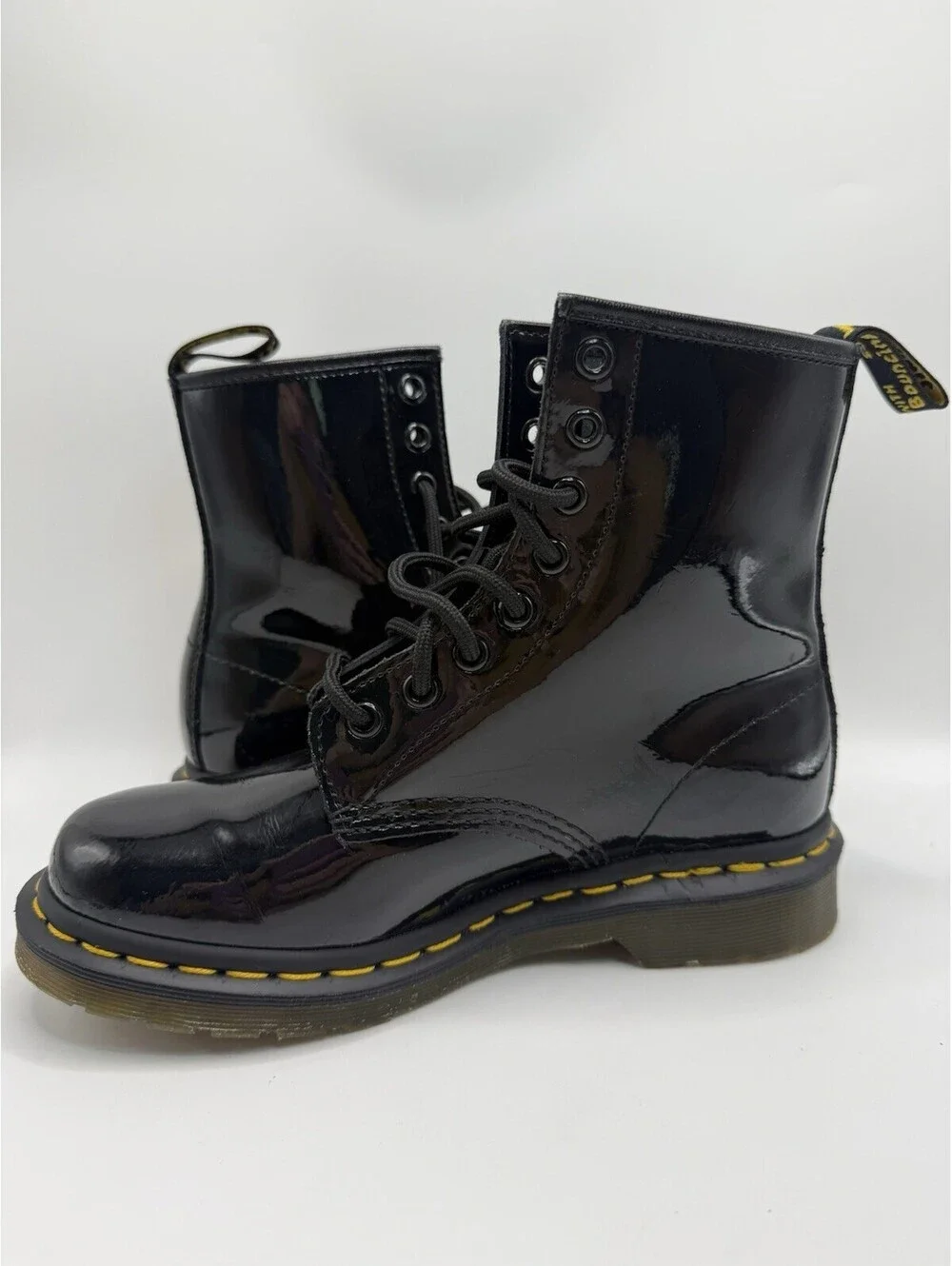Dr. Martens 1460 Black Patent Lamper Leather 8 Eyelet Combat Boots Womens Size 6
